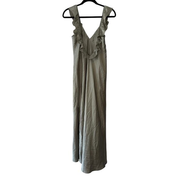 show me your mumu serene slip dress moss green luxe satin women small - Picture 3 of 6